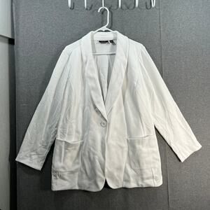 Susan Graver Weekend Regular Marina Knit Blazer White Size 2X